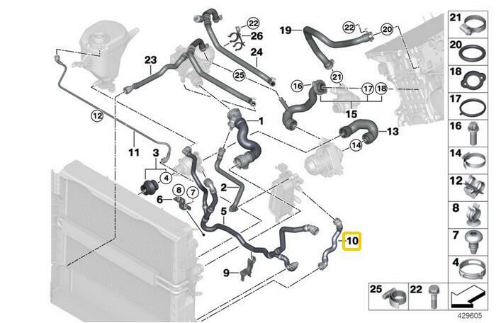 Radiator Coolant Hose for F01 F02 F07 F10 528i 530i 550i 550iX 730i 730Li v