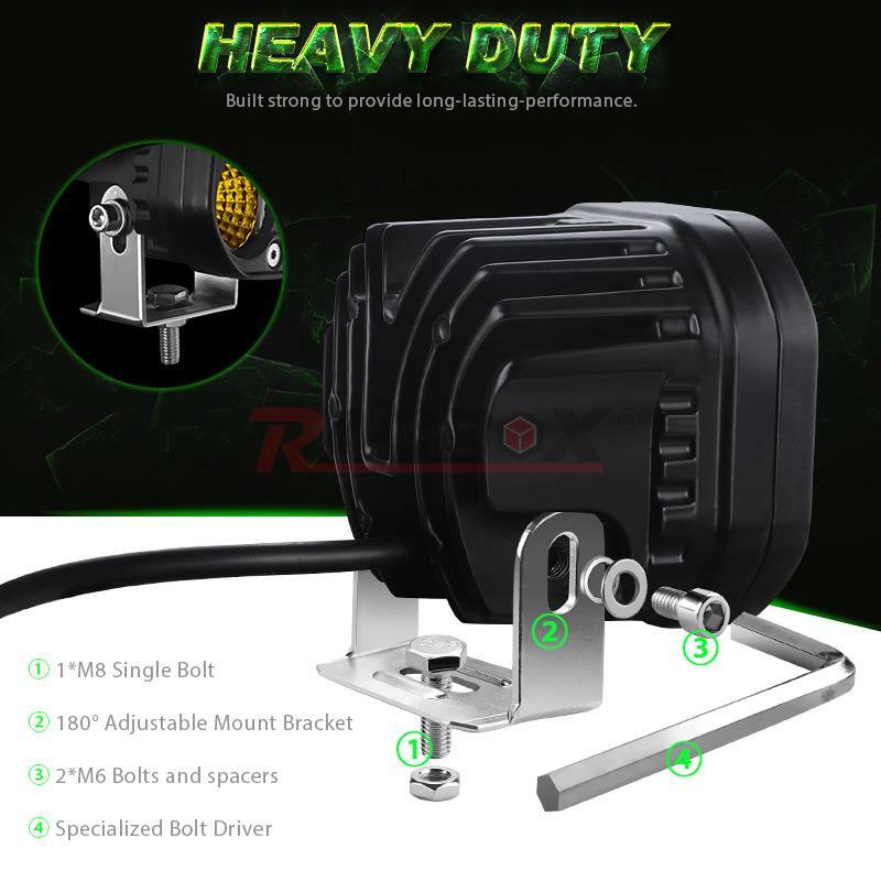 2pcs 40W LED Work Light Bar Pods Flood Fog Driving Lamp Offroad Truck Tractor