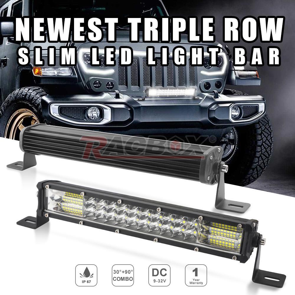 10inch LED Work Light Bar Tri-Row Combo Spot Flood Driving Offroad Truck SUV 4WD