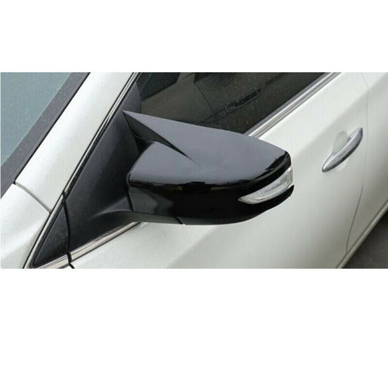 for Nissan Altima 2013-2018 ABS Ox Horn Rear View Mirror Cover Trim Glossy Black