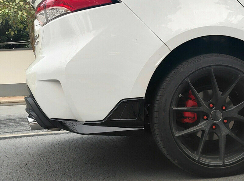 2X for Corolla Sedan 2019-2023 Glossy Black Rear Bumper Lip Side Skirt Splitters