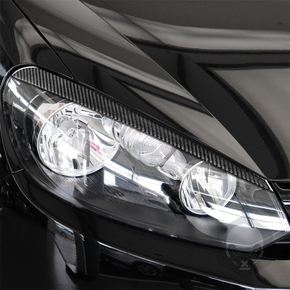 Carbon Fiber Front Headlight Eyelids Eyebrow Trim for VW for Golf 6 VI MK6 2009-2012