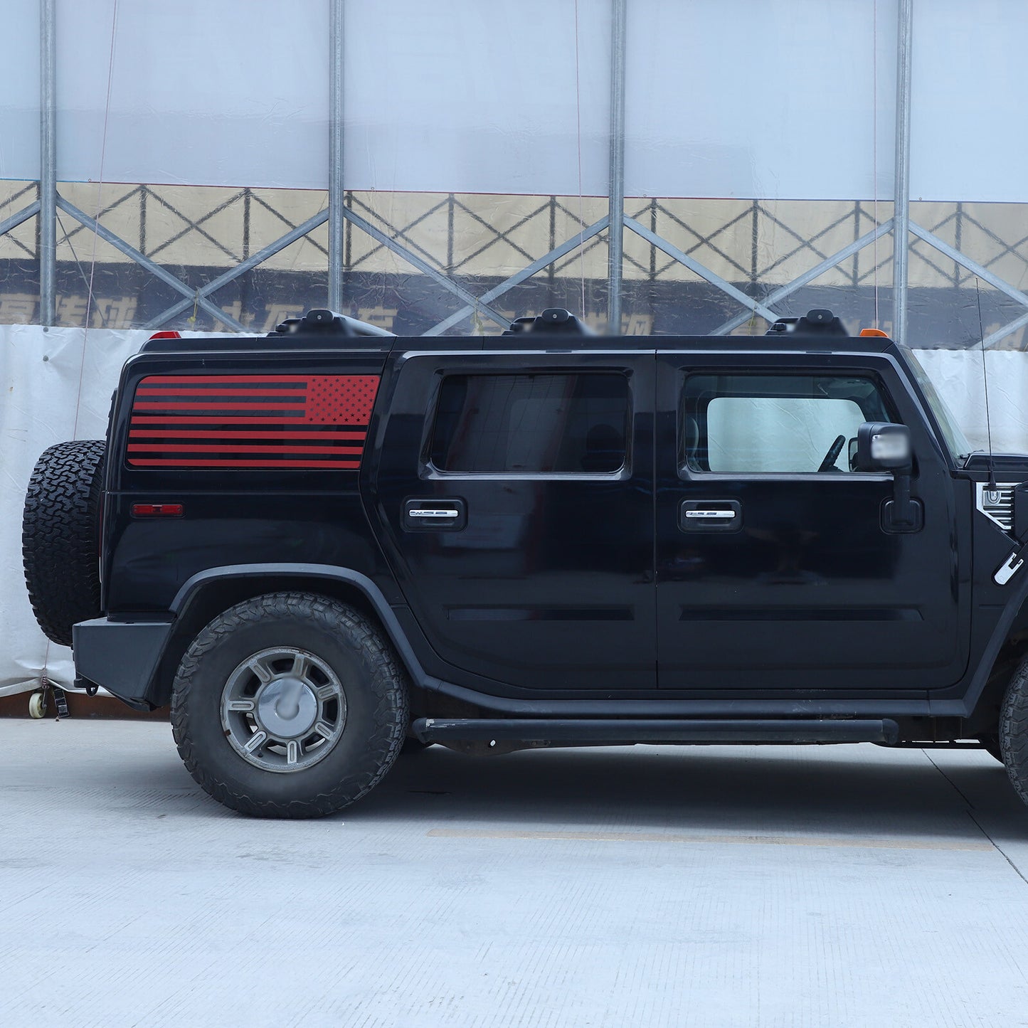 Red American flag rear window sticker/window decal for Hummer H2 2003 - 09 2 pieces Q