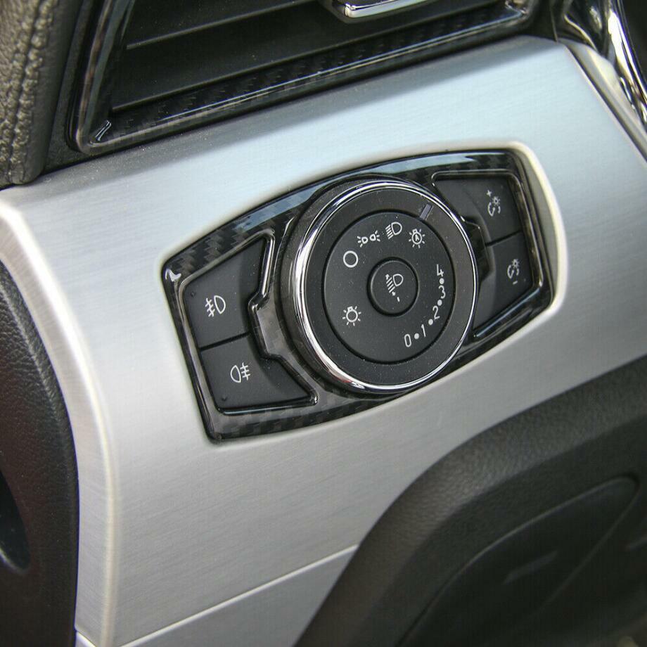 for ford Escape Kuga 2013-2019 Carbon Fiber Head Light Switch Button Cover Trim