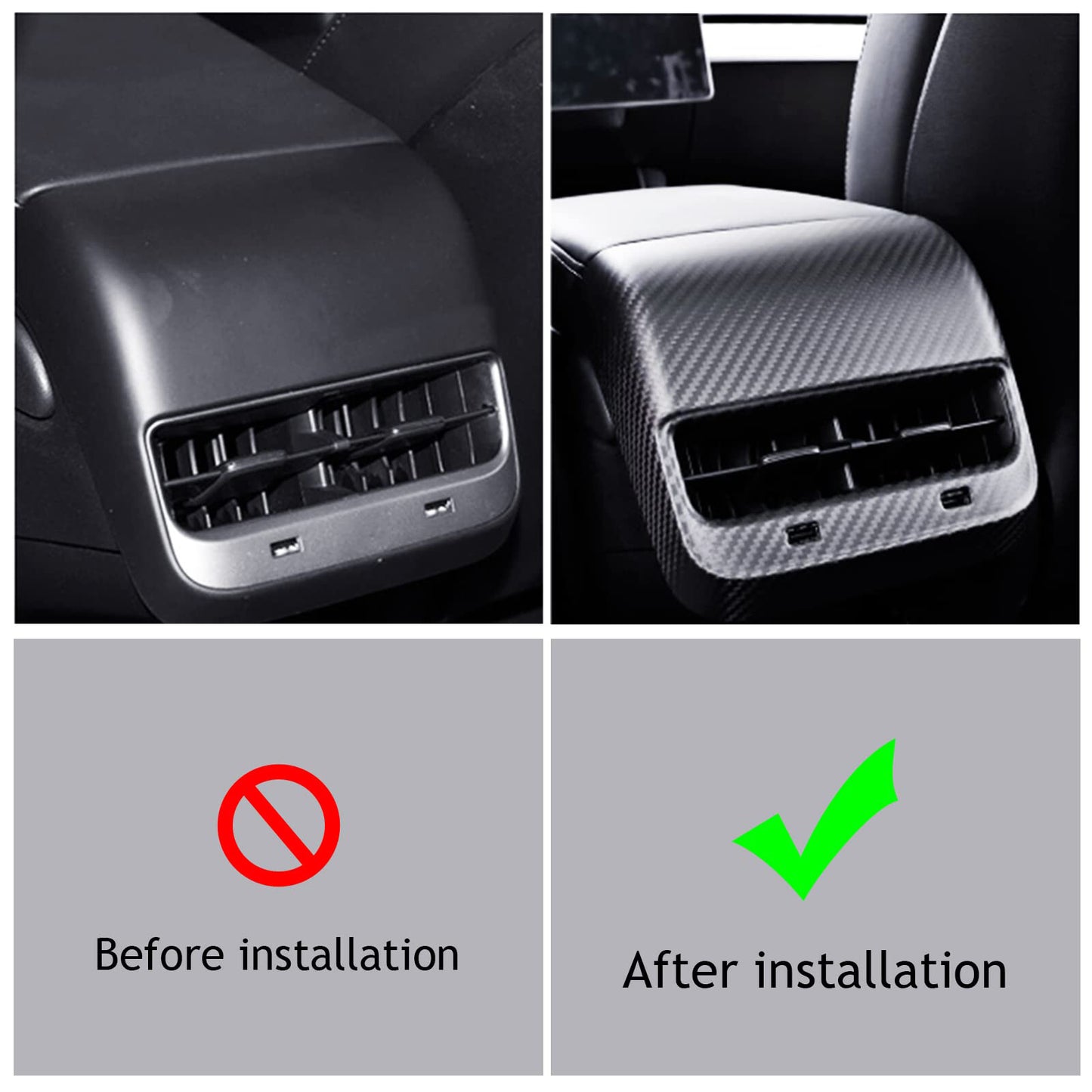 New matte carbon fiber rear vent socket cover trim suitable for Tesla Model 3/Y