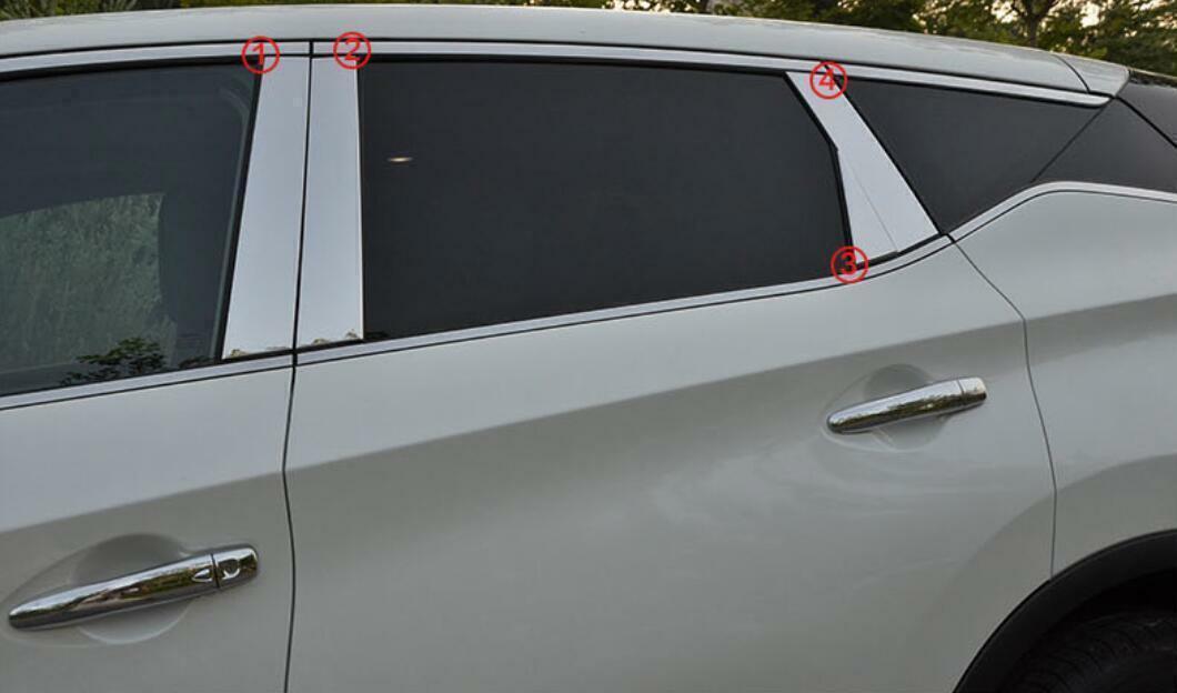 for Nissan Murano 2015-2024 Silver Steel Window Pillar Post Cover Decor Trim 8X