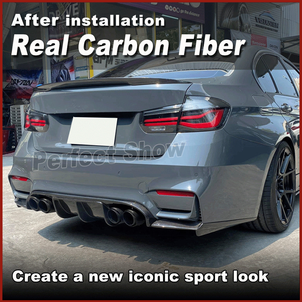 Fit for BMW F80 M3 F82 F83 M4 Real Carbon Fiber Rear Bumper Diffuser Lip Spoiler