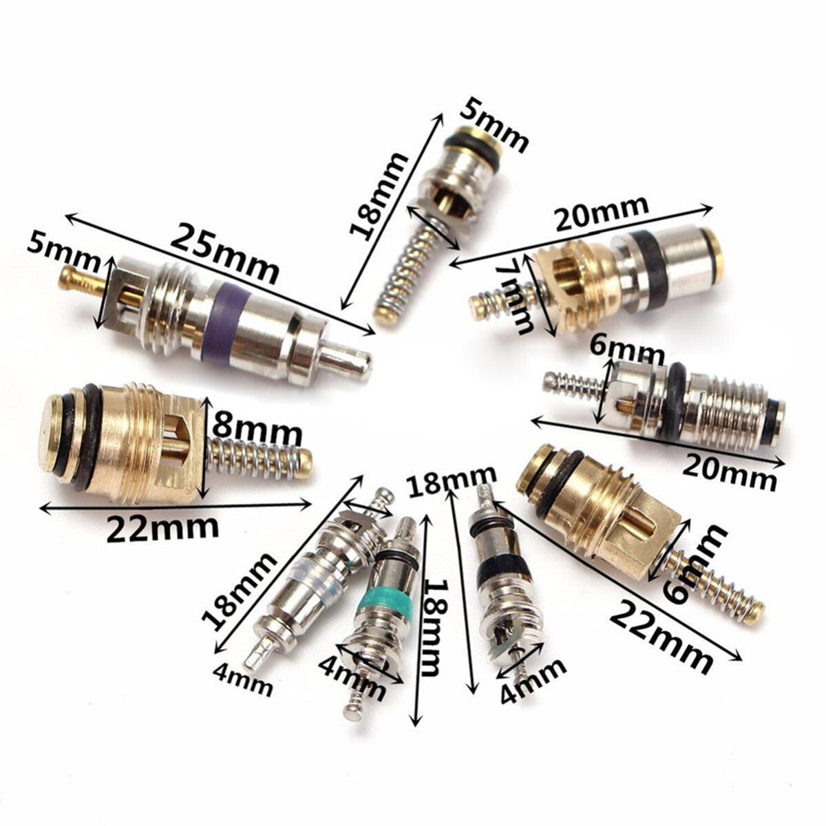 Car Air Conditioning Copper Brass R134A A/C Core Valves Accessory Kit 134Pcs