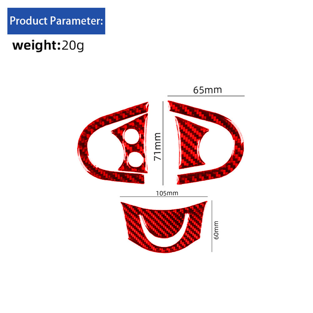 Red Carbon Fiber Steering Wheel Accent Trim Cover for BMW for MINI Cooper 2007-2011
