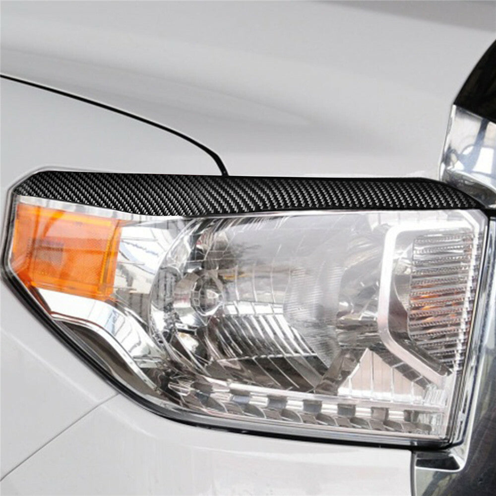 Kit For T@yota Tundr@ 2014-21 Carbon Fiber Front Headlight Eyelids Eyebrow Cover