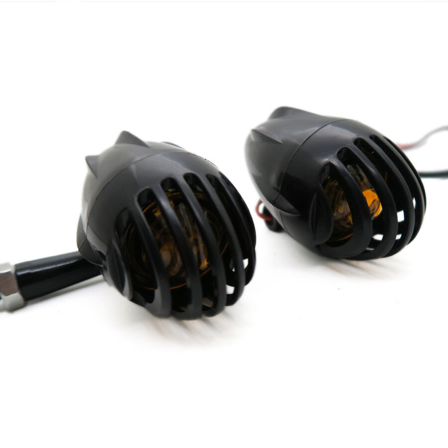 Motorcycle Black ABS Grill Bullet Turn Signal Indicator Light for Harley Custom Q