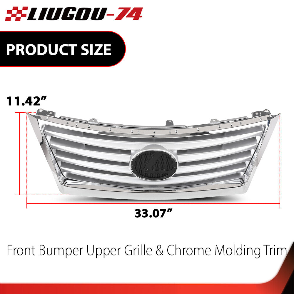 Fits 10 - 2012 for Lexus Es350 2pcs Front Bumper Upper Grille and for CHRome Molding Trim - v