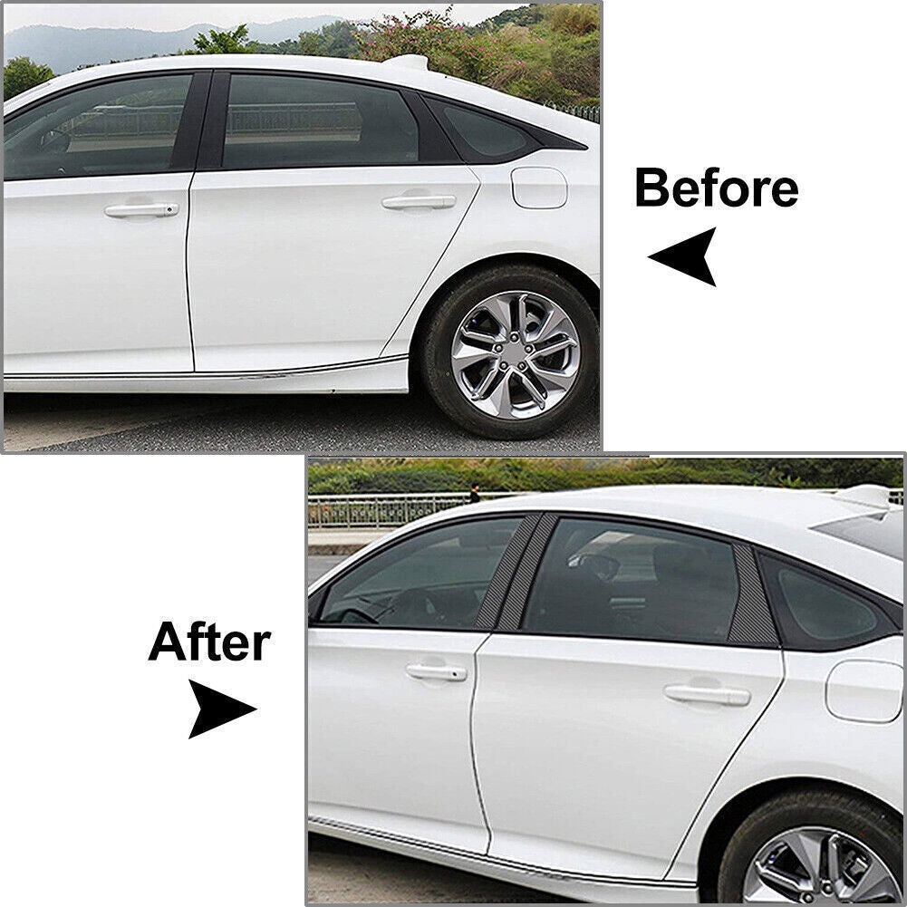 6PCS for Honda Accord 2018-22 Carbon fiber Pillar Posts Door Window Molding Trim