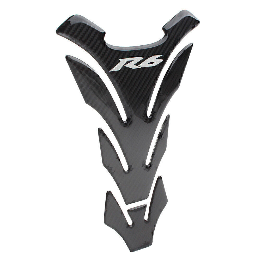 3D Carbon Fiber For YZF R6 YZF-600 Tank Decal Protector Pad Sticker Black