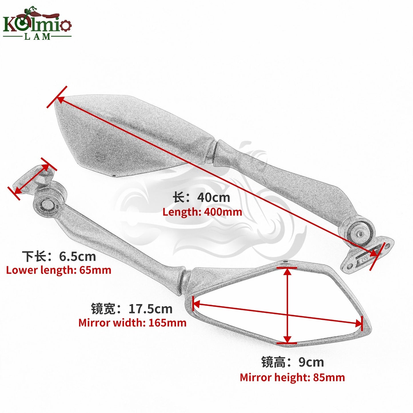 Fit for Kawasaki 650 400 300 Long Side Rearview Mirror EX650 EX300 EX400
