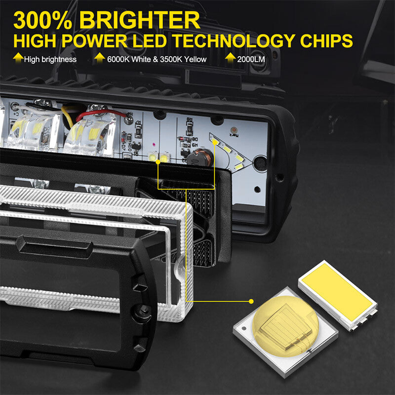 2X 6Inch 7D LED Work Light Bar Dual-color DRL Driving Fog Offroad SUV 4WD Truck