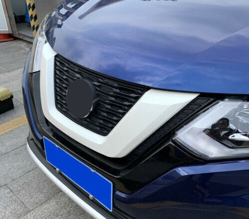 White Front Center Mesh Grille U-Style Strip Trim for Nissan Rogue X-Trail 17-20