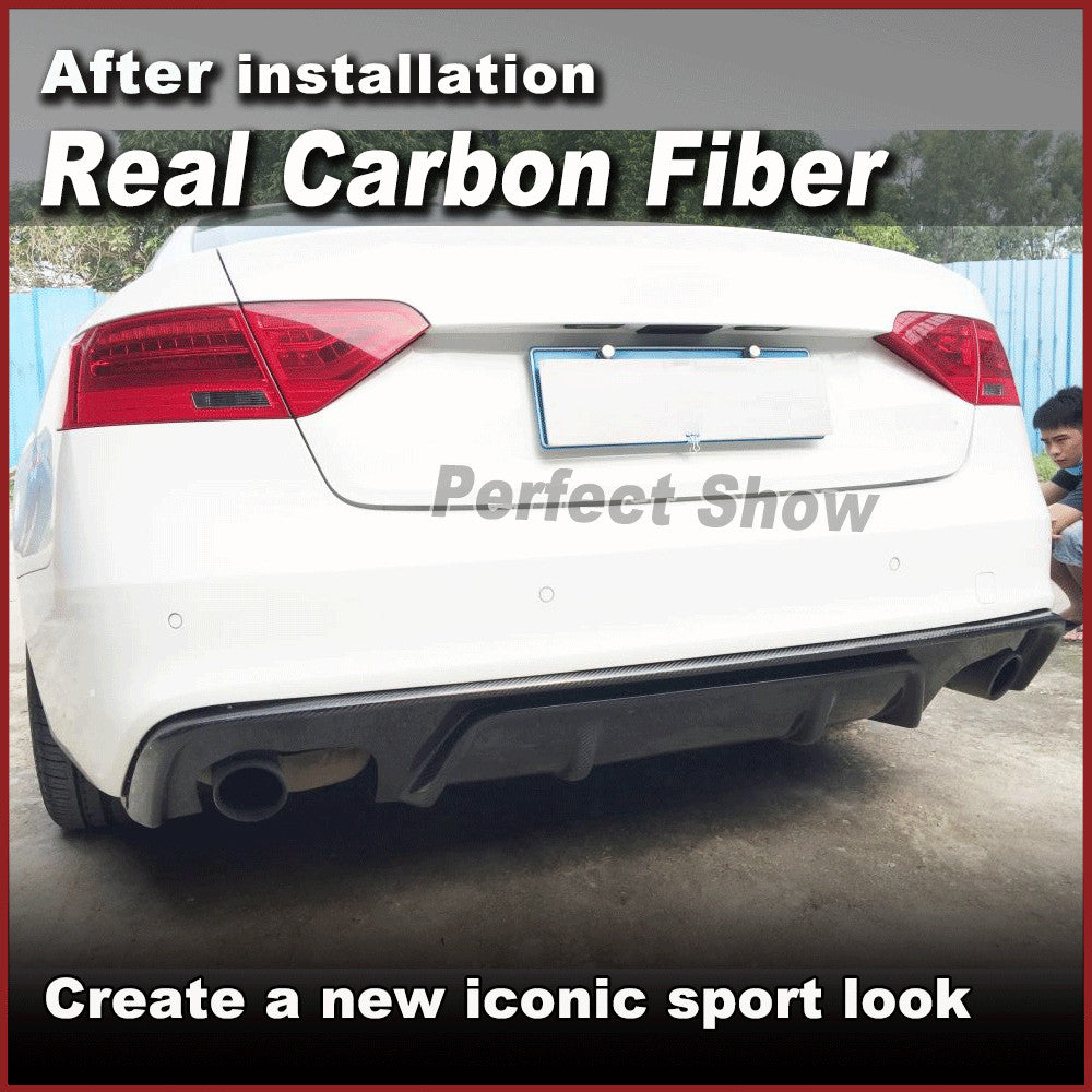 Fit for Audi A5 S-LINE S5 B8 8T 12-16 REAL Carbon Fiber Rear Bumper Diffuser Lip