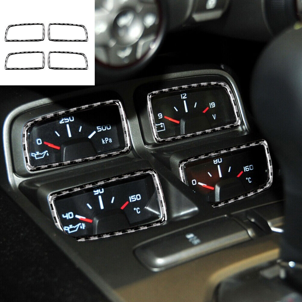 Carbon Fiber Console Climate Gauge Frame Cover Trim for Chevrolet Camaro 2010-15