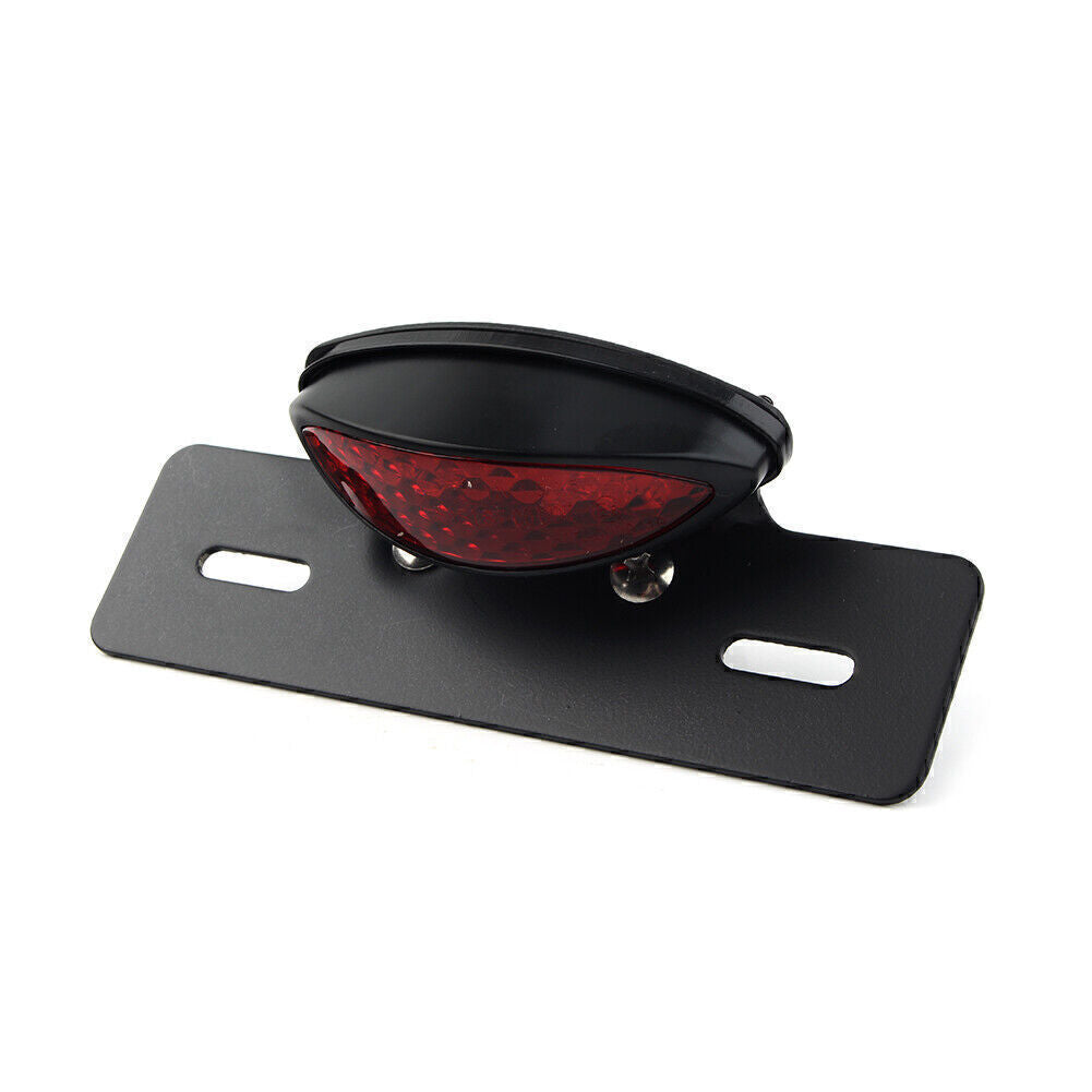 Motorcycle Rear License Plate Brake Stop Tail Light Black Bracket Fit Cafe Racer Q