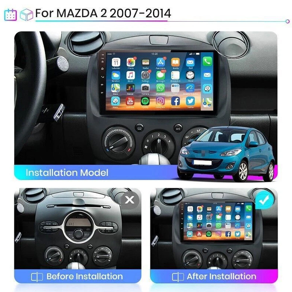 Apple Carplay for Mazda 2 2007-2014 Car Stereo Radio Android GPS Navi 2+32G WIFI
