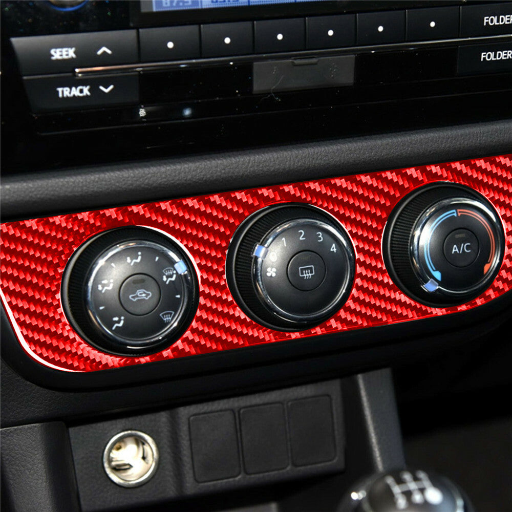 For T@yota for Corolla 2014-18Red Carbon Fiber AC Air Conditioning Switch Panel Trim