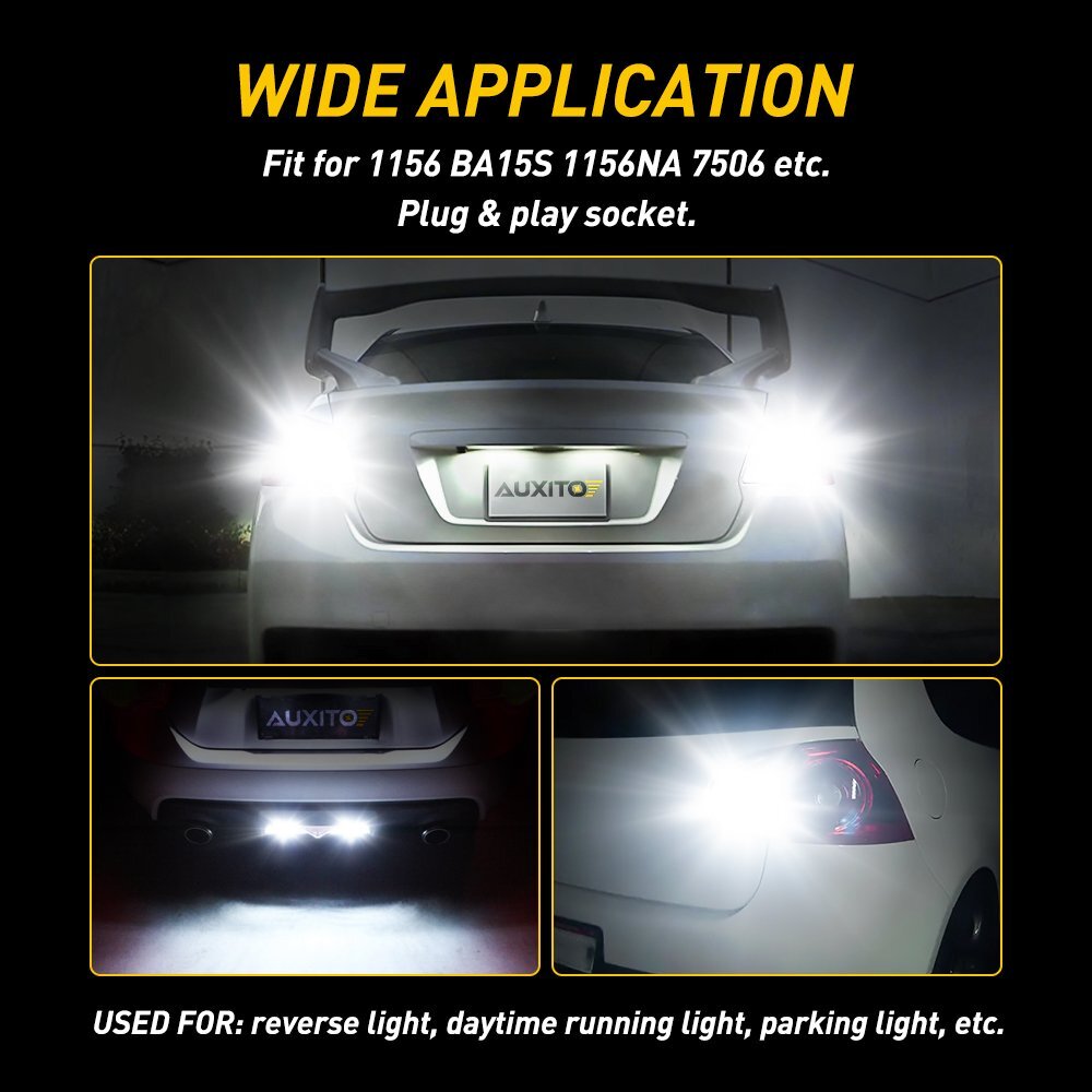 4X 1156 P21W High Power 48 SMD White Tail Brake Stop LED Bulb 6000K - v