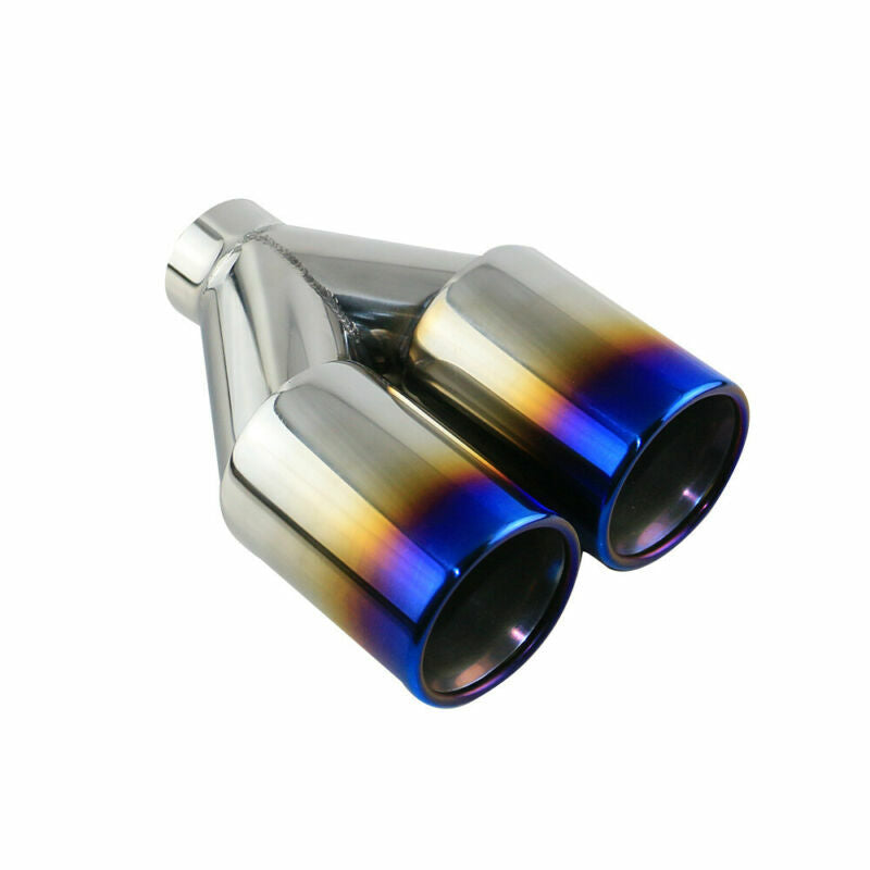 Universal Blue End Pipe Double Wall Exhaust Tips for 2 ID with Metal Mesh