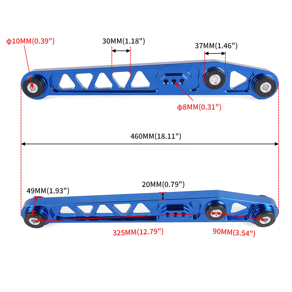 Rear Lower Control Arms Subframe Brace Tie Bar Kit Blue for Honda for Civic 96-00 EK