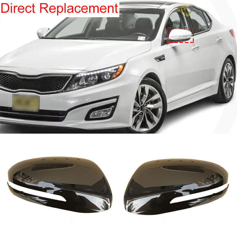 Replace Black Glossy Rear View Side Mirror Cover Trim for Kia K5 Optima 11-2015