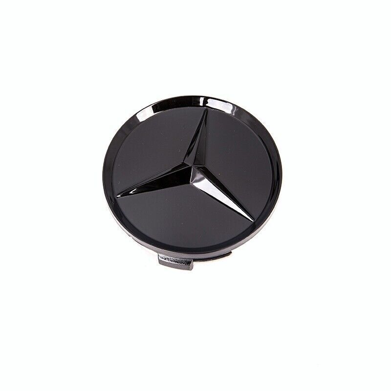 4-Piece Gloss Black Wheel Center Hub Cap Badge for Mercedes-Benz 75mm Car Package
