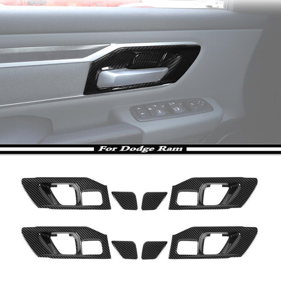 Carbon fiber interior door handle cup cover trim suitable for 19-24 for Dodge for RAM 1500