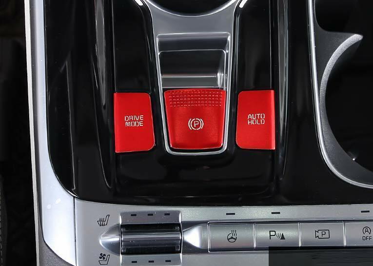 Car Center Console Button Switch Sticker for Kia Carnival 2022-2023 Red Aluminum