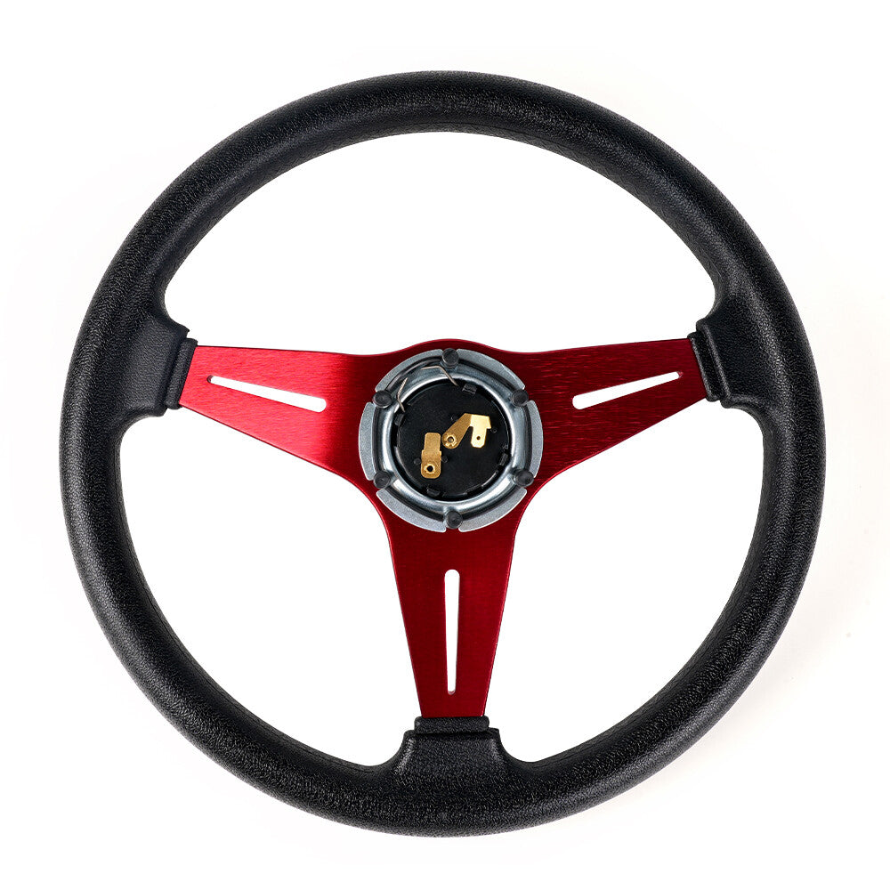 Red Universal Drifting Racing Steering Wheel (340 mm) Aluminum 6cm Deep Dish