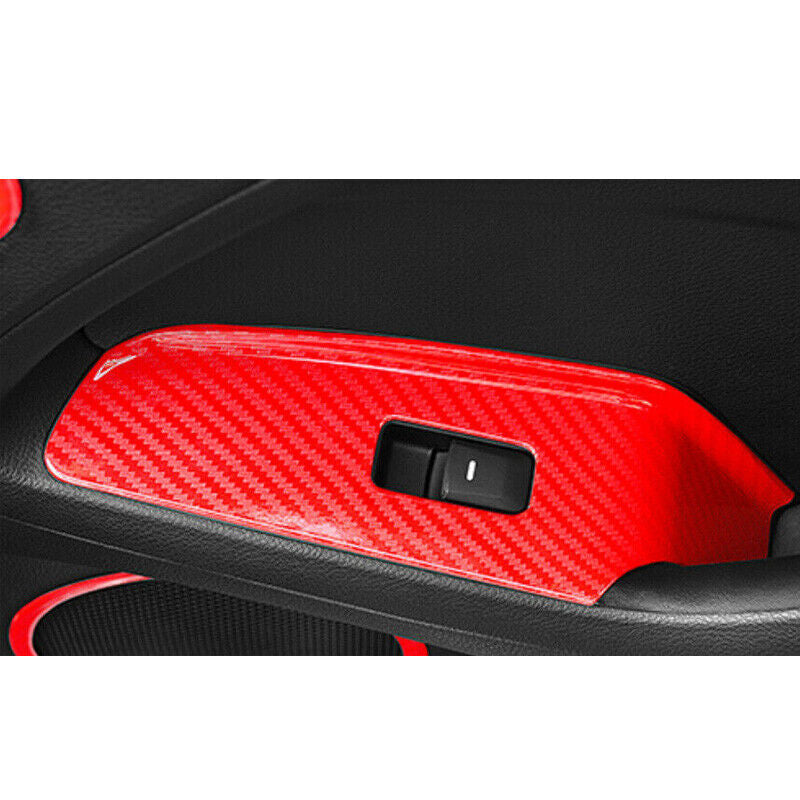 RED Carbon Fiber ABS Inner Window Lift Panel Trim for Kia Forte/K3 DX 2014-2018