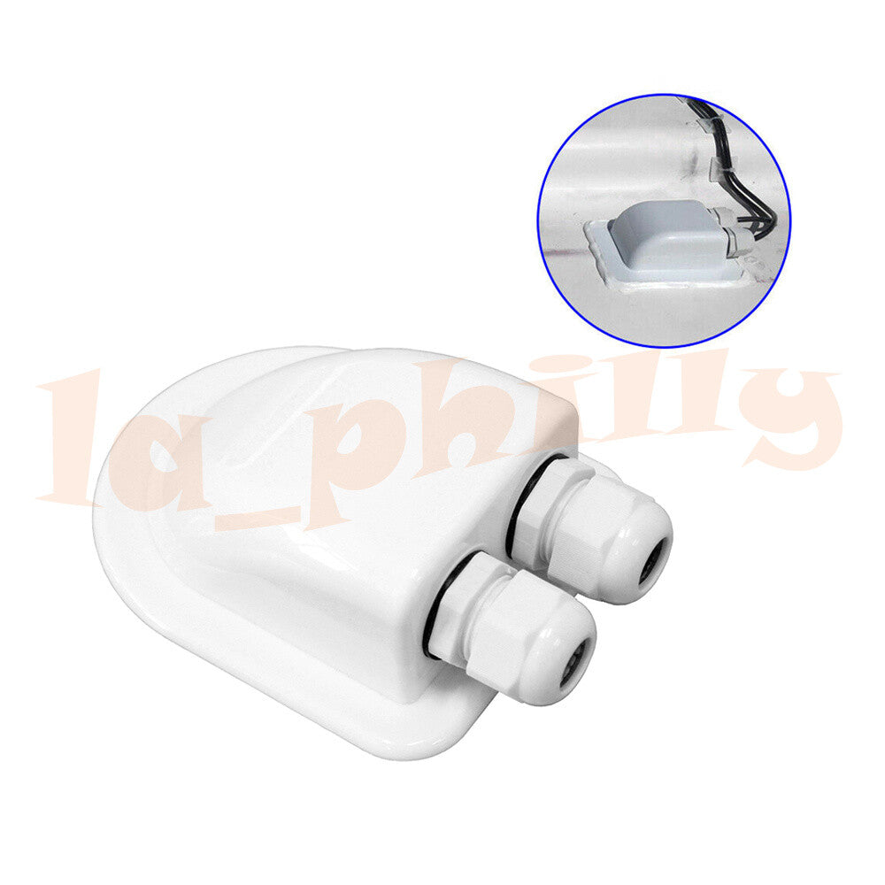 For RV Yacht Camper Caravan Boat Solar Panel Roof Wire Entry Double Hole | White Q