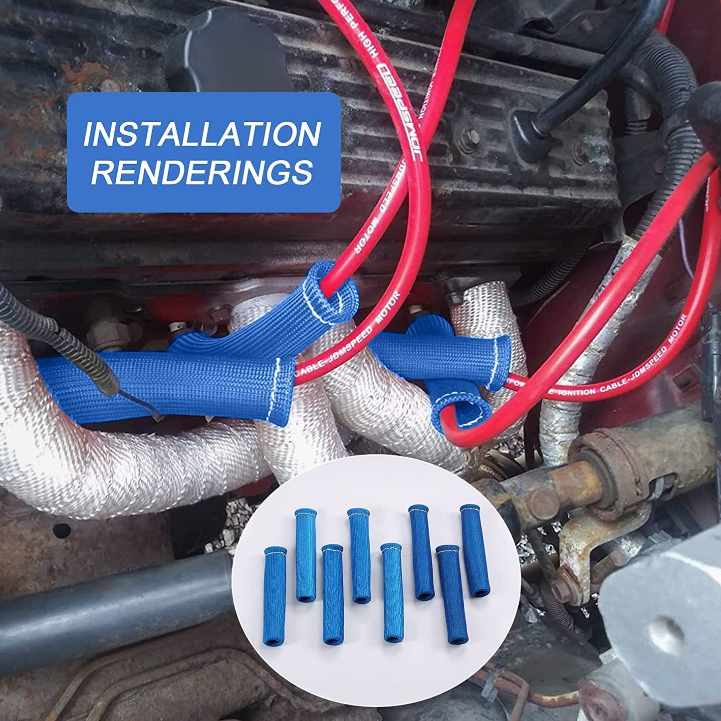 1800¡ã Spark Plug Shoe Heat Insulation Protective Cover 8-Piece Blue
