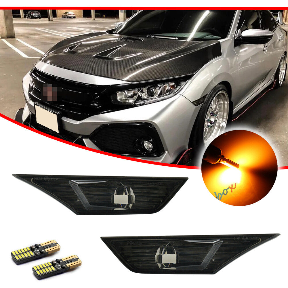 For 2016 - 2021 for Honda Civilian Smoked Side Marker Lights Rotating Signal Lights with LED Lights - v