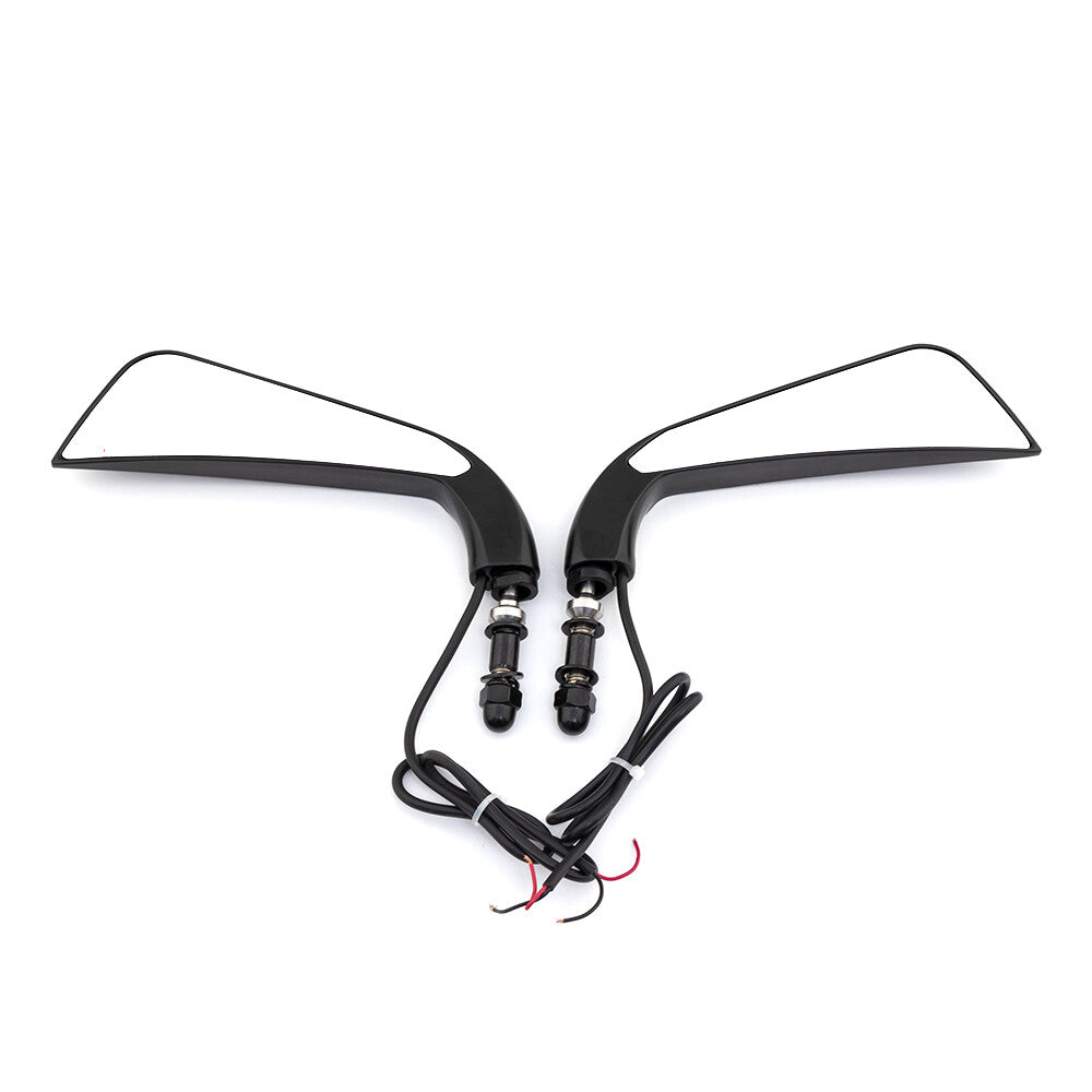 Sickle Rearview Side Mirror W/ LED Flowing Water Turn Signal Light for Harley Q