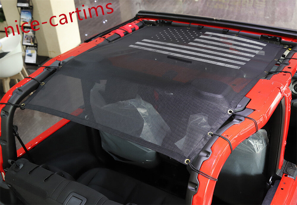 Sunshade Mesh Soft Top Cover UV Protection for Jeep for Wrangler JL 2Door 2018+ Flag