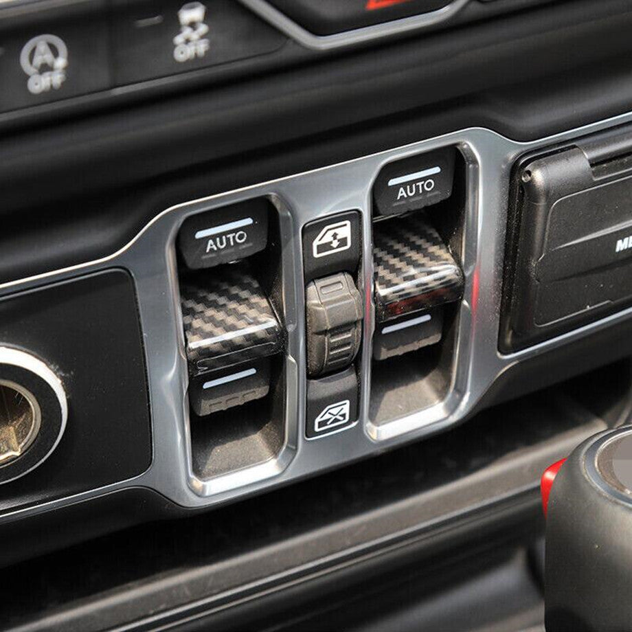 For 18-23 for Jeep for Wrangler JL Carbon Window Lift Switch Adjust Button Cover Trim 2P v