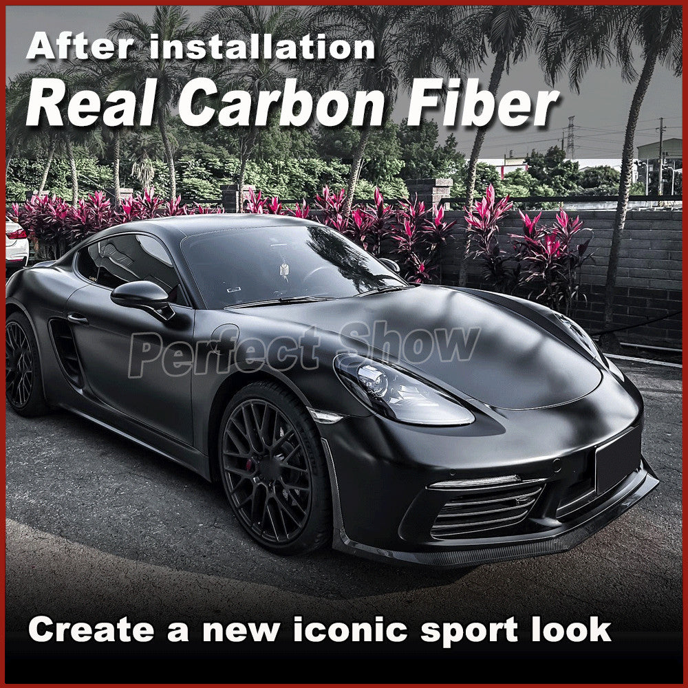 Fit for Porsche 718 Cayman 2016-18 REAL Carbon Front Bumper Spoiler Lip