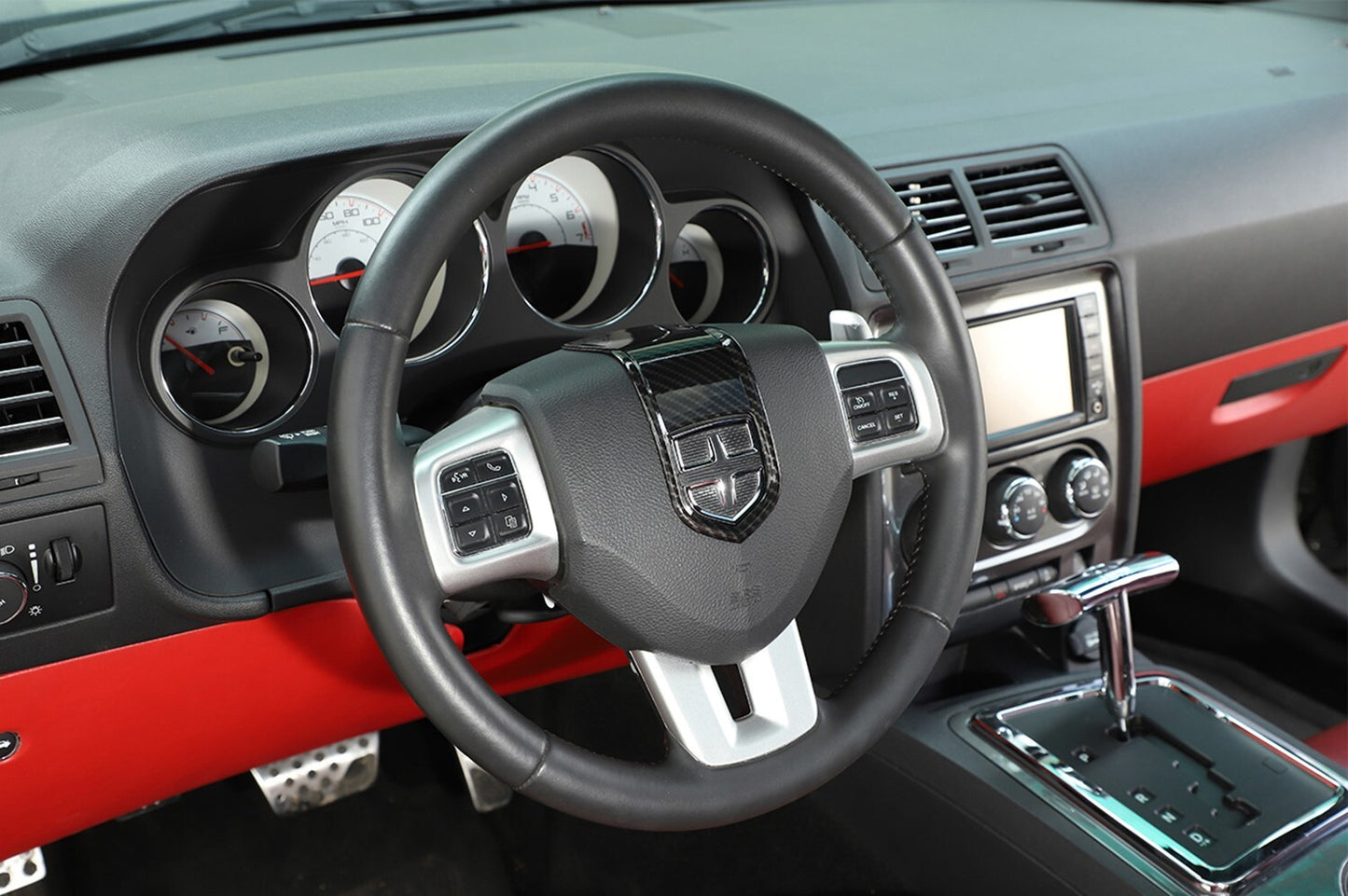 Steering Wheel Trim Cover Decor for Dodge for Challenger Charger 09-14 Carbon Fiber