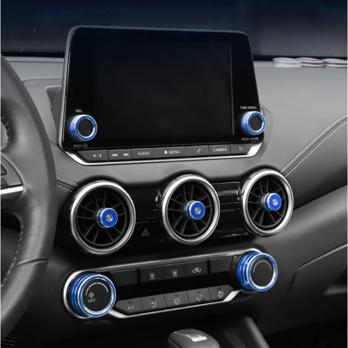 10Pcs Alloy Dashboard Console Knob Blue Trim Cover for Nissan Sentra 2020-2022