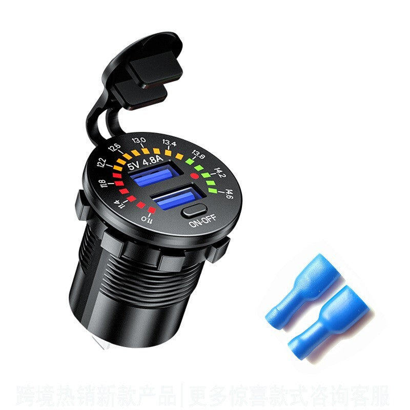 5v 4.8A Dual-USB Car Fast Charging Charger Socket With LED Voltmeter Display