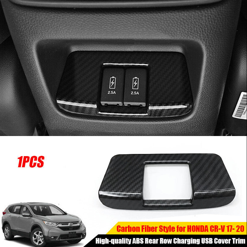 for Honda CRV 2017-2020 Carbon Fiber Interior Rear Row Charging USB Cover Trim