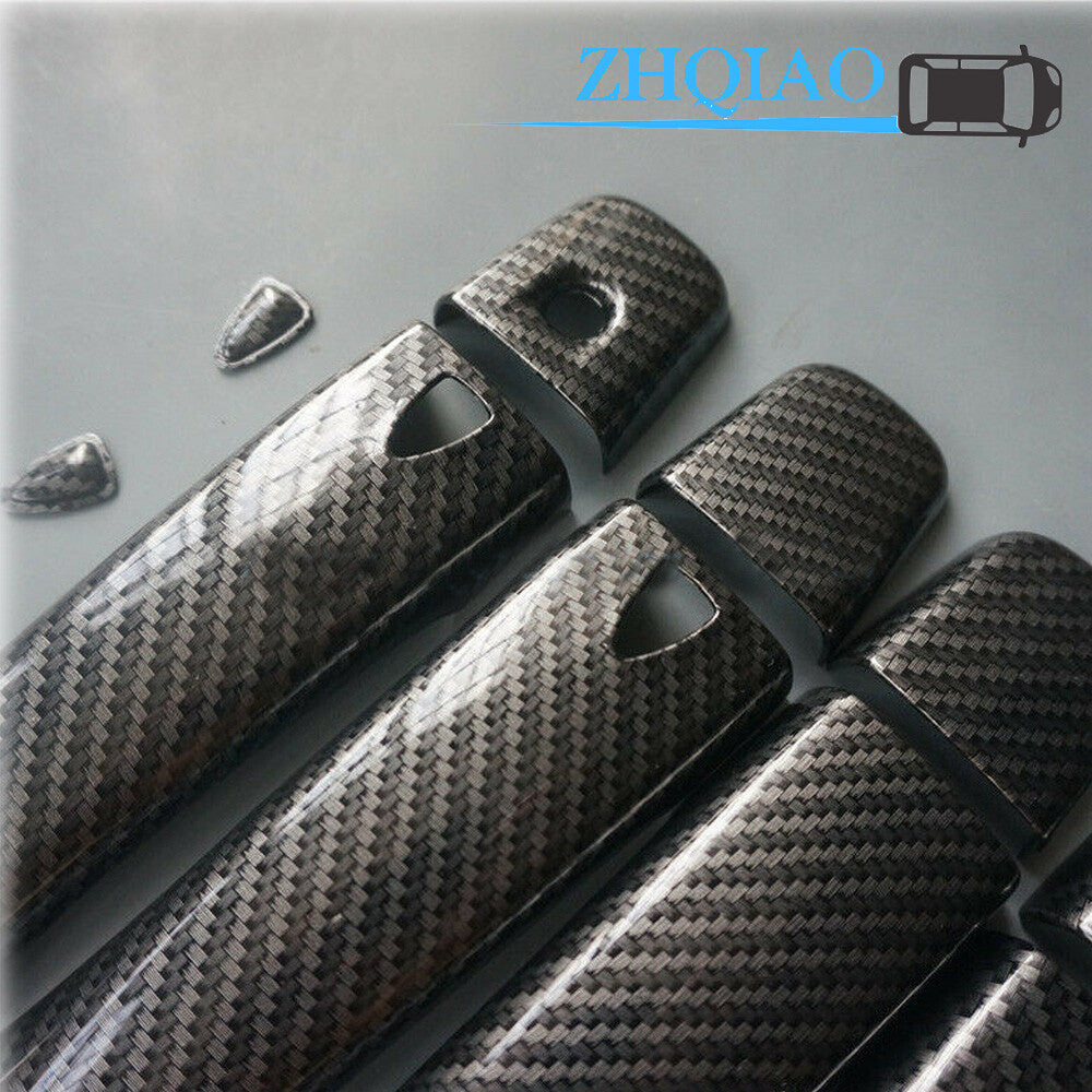 Carbon Fiber Print Door Handle Cover Trim Fit for Renault for Kadjar 2017-2019
