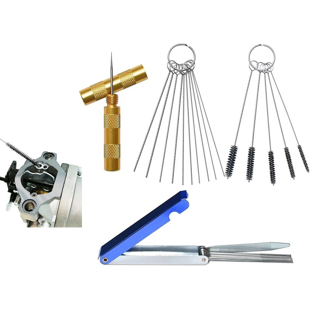 1 Set Carburetor Carbon Dirt Jet Remove 13 Cleaning Needles 15 Brushes Tool Kit v