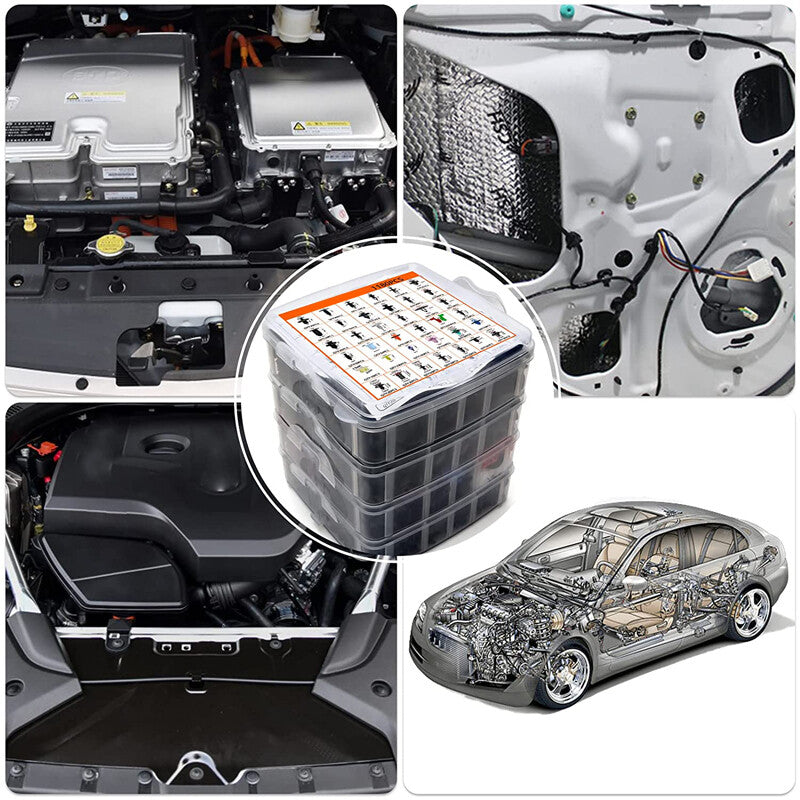 1295-piece pack of car body riveting decorative panels fasteners, clamping mold box with tools