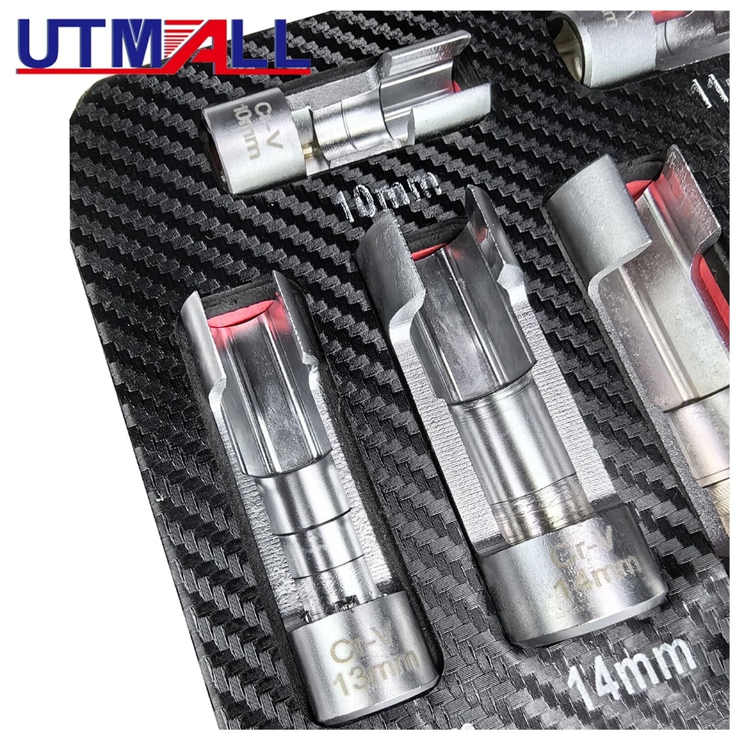 9-piece open-type oil pipe removal kit with slotted oxygen sensor wrench